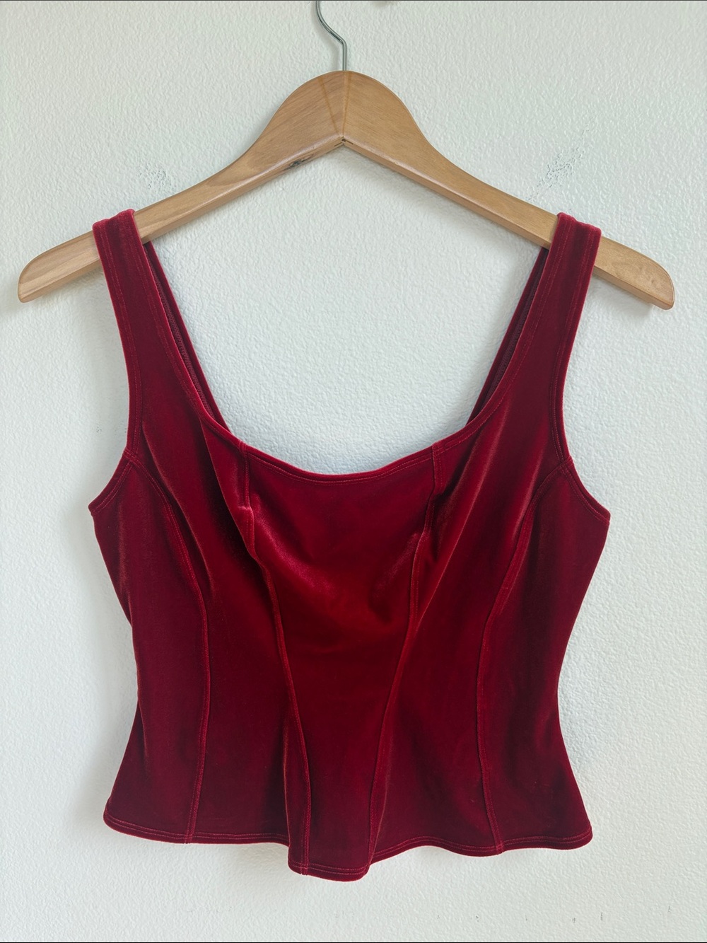 Vintage Nordstrom Intimates Red Velvet Soft Corset Top Tank - Fits Tight Large